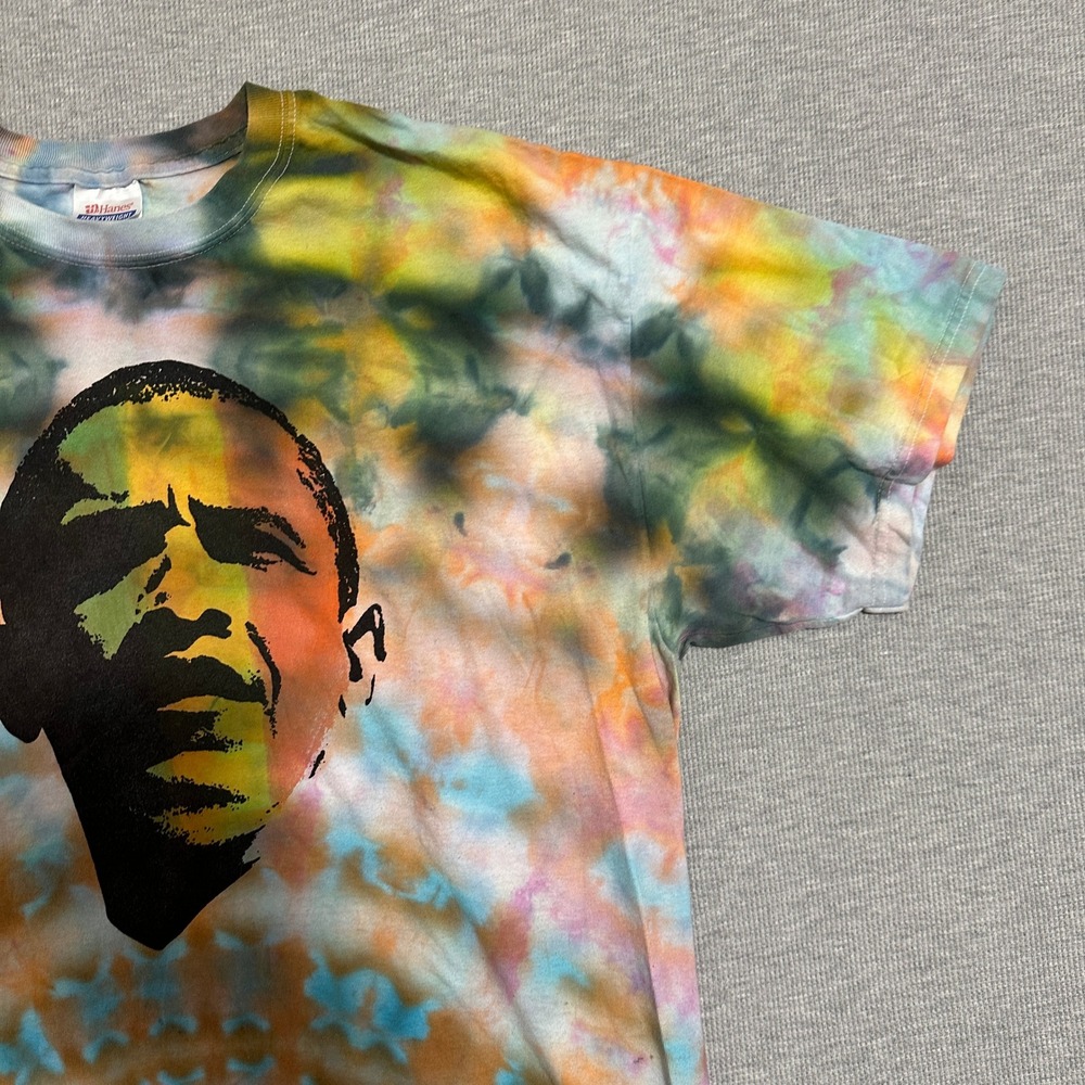 Hanes Heavyweight Barack Obama Tie Dye Graphic T-Shirt Multicolor Mens Size XL - Picture 12 of 16